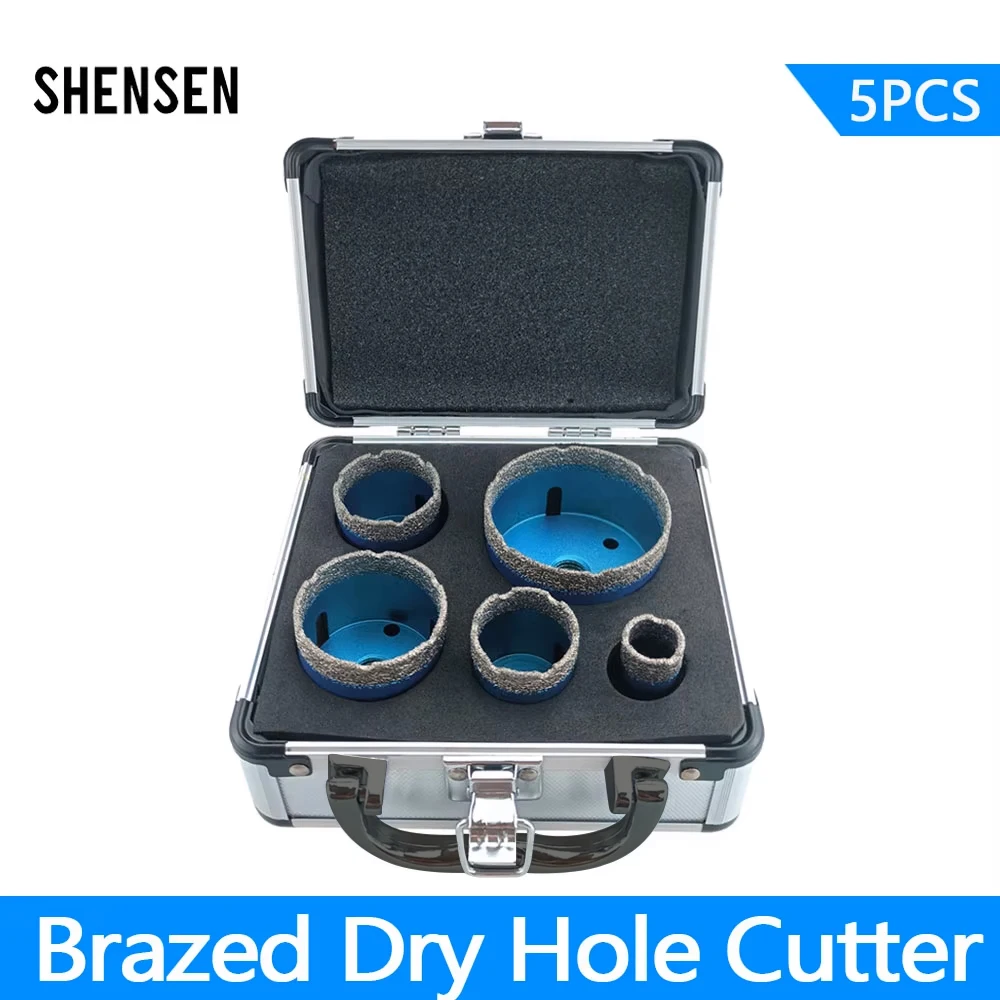 5 Pcs Dry Drill M14 Thread Brazing Hole Saw Set Porcelain Tiles Crowns Granite Marble Vitrified Tile Drill Bits Tools