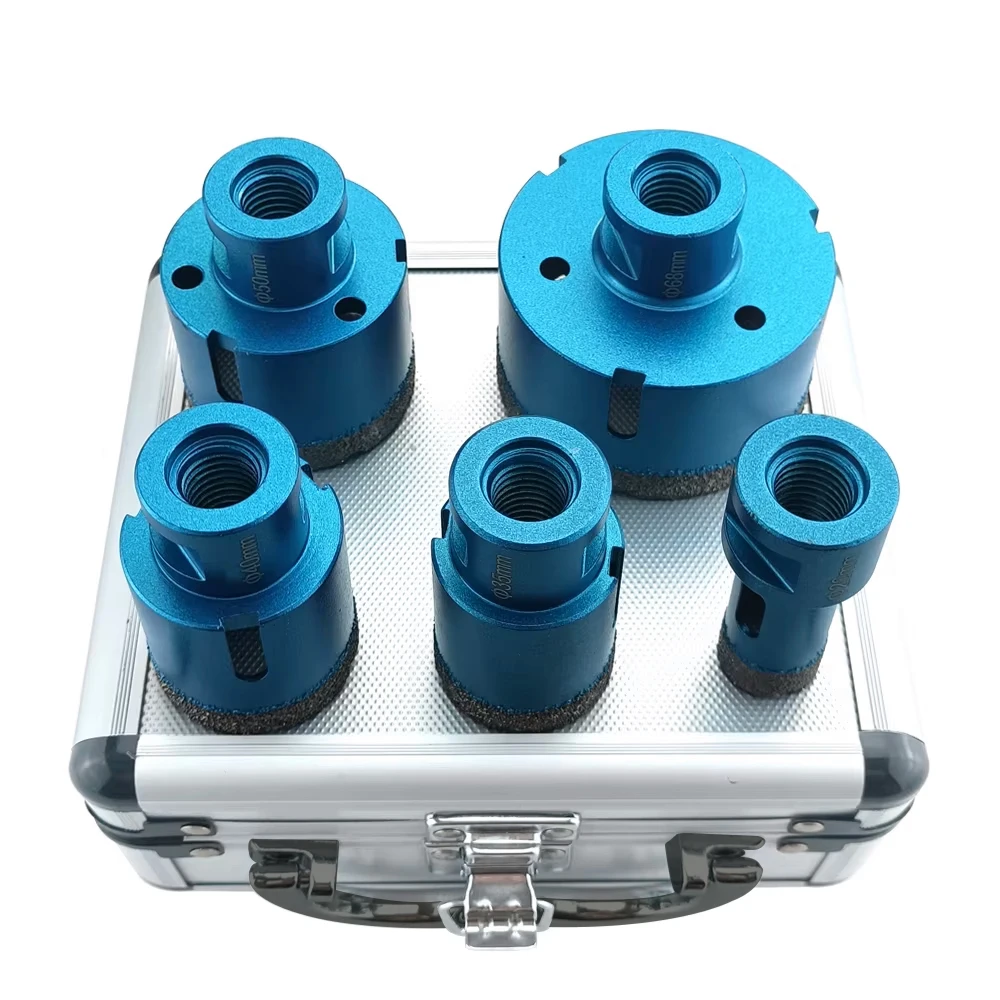 5 Pcs Dry Drill M14 Thread Brazing Hole Saw Set Porcelain Tiles Crowns Granite Marble Vitrified Tile Drill Bits Tools