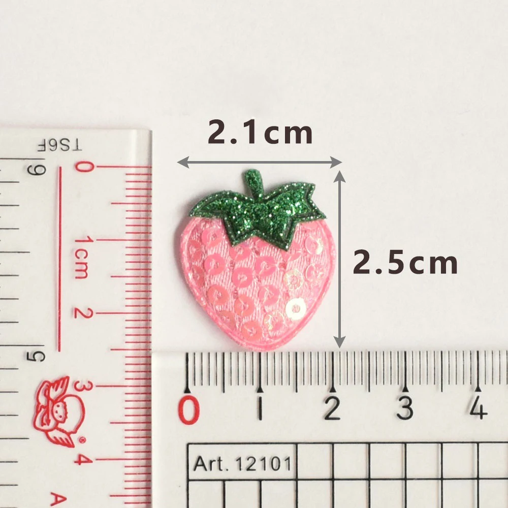 20Pcs Sequined Strawberry Embroidery Patch Sewing Appliqued Sew on Clothes Motif Badge DIY Repair