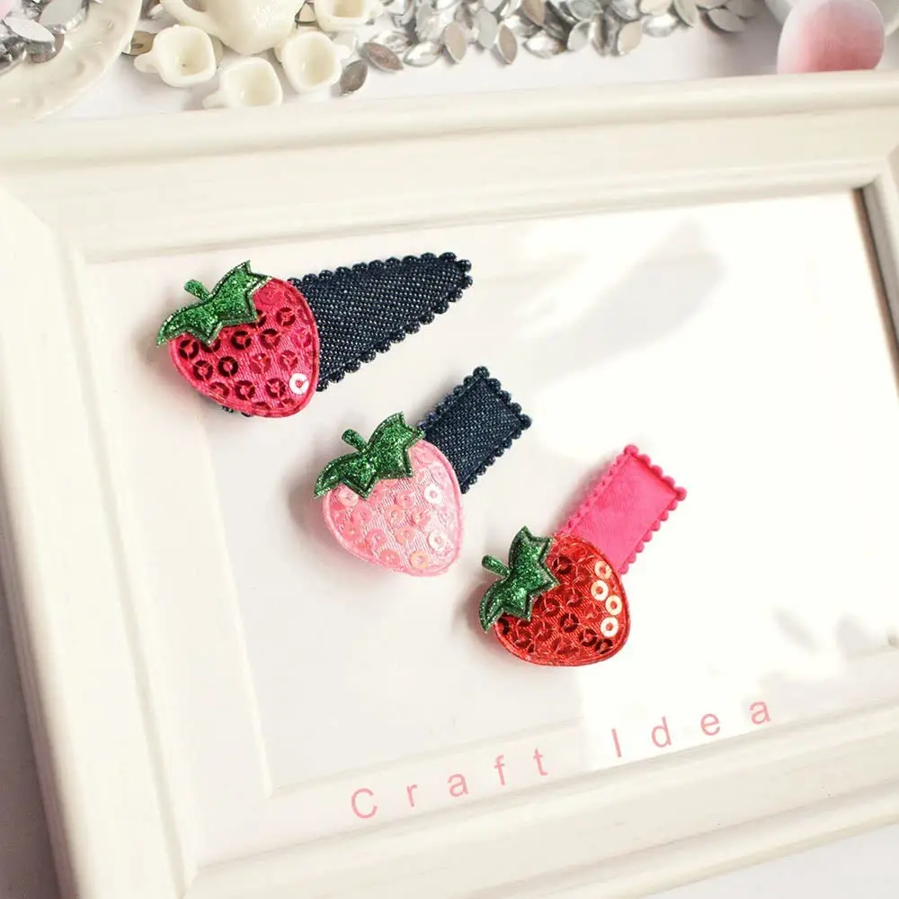 20Pcs Sequined Strawberry Embroidery Patch Sewing Appliqued Sew on Clothes Motif Badge DIY Repair