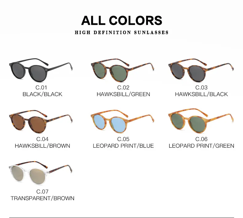 Retro Round Polarized Sunglasses Men Women Classic Leopard Frame Sun Glasses Fashion Black Driving Male Female Goggles UV400