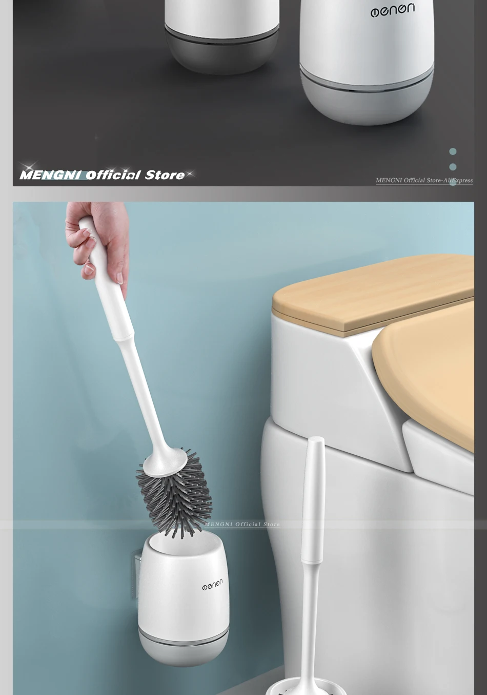 MENGNI-Silicone Toilet Brush Cleaner Brush Wall Floor Bathtubs And Accessories Cleaning Tools Cleanliness Bathroom Accessories