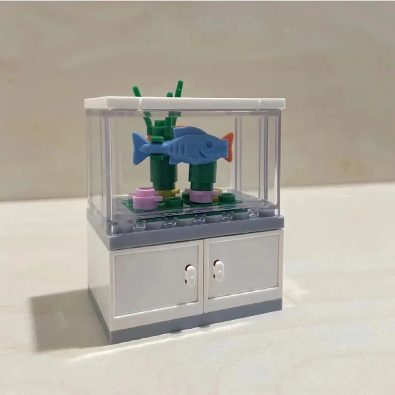 City Friends Fish Tank Building Blocks MOC Assemble Toys ClownFish Turtle Lizard Pet Blocks DIY Toy Creative Toys for Kids Gift