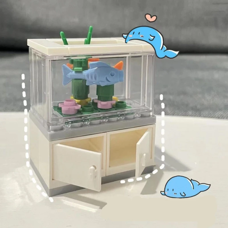City Friends Fish Tank Building Blocks MOC Assemble Toys ClownFish Turtle Lizard Pet Blocks DIY Toy Creative Toys for Kids Gift