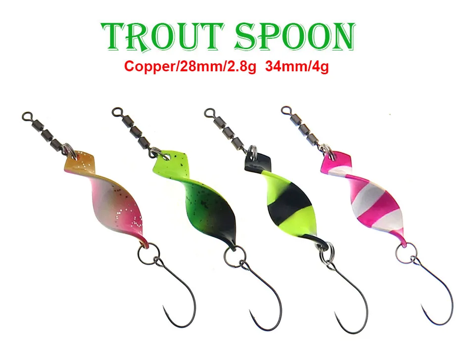 Twisted Metal Trout Fishing Spoon Lures Jigging Baits 2.8g 4g Artificial Spinner Hard Baits For Trout Bass