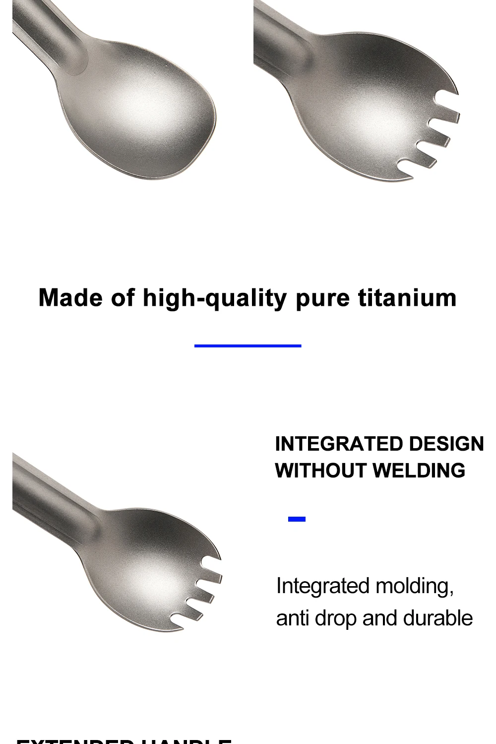 Widesea Camping Titanium Spork Spoon Outdoor Lightweight Fork Tableware Portable Picnic Hiking Travelling Ultralight Dinnerware