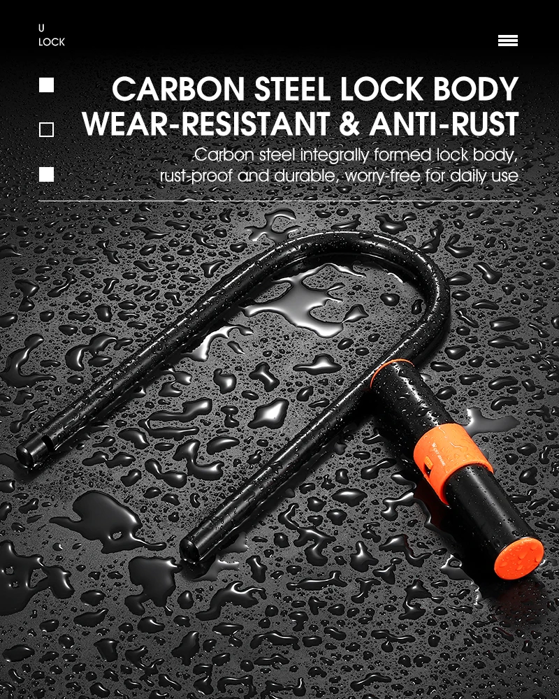 WEST BIKING Carbon Steel Bike U Lock Anti-Theft Secure MTB Road Bicycle Lock Motorcycle Scooter Cycling Accessories