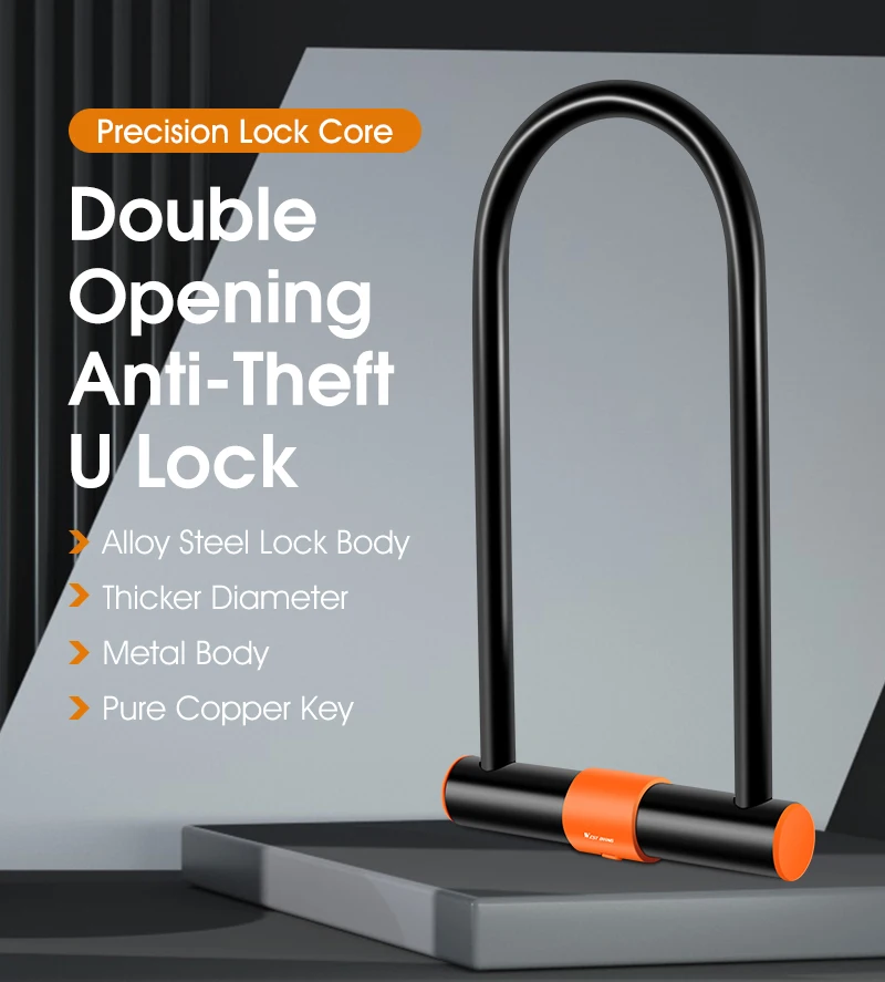 WEST BIKING Carbon Steel Bike U Lock Anti-Theft Secure MTB Road Bicycle Lock Motorcycle Scooter Cycling Accessories