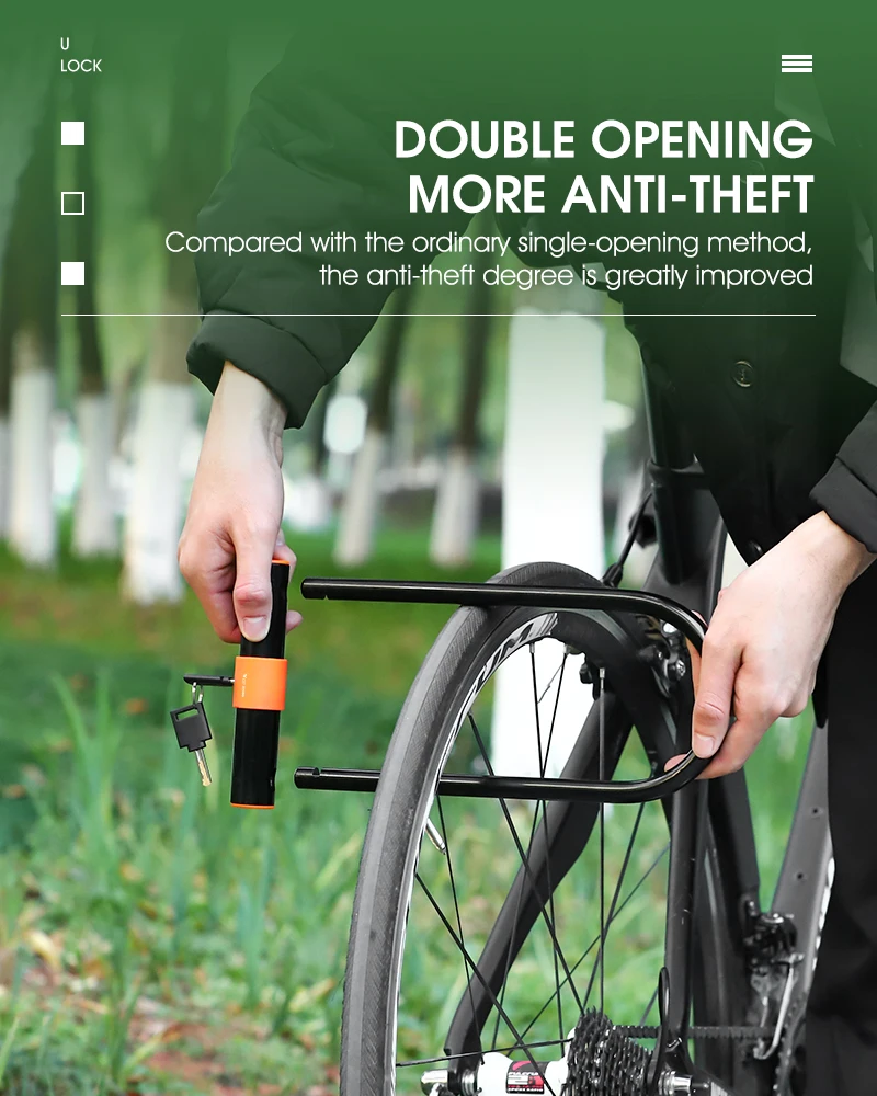 WEST BIKING Carbon Steel Bike U Lock Anti-Theft Secure MTB Road Bicycle Lock Motorcycle Scooter Cycling Accessories