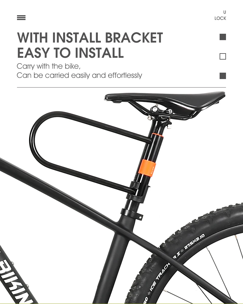 WEST BIKING Carbon Steel Bike U Lock Anti-Theft Secure MTB Road Bicycle Lock Motorcycle Scooter Cycling Accessories