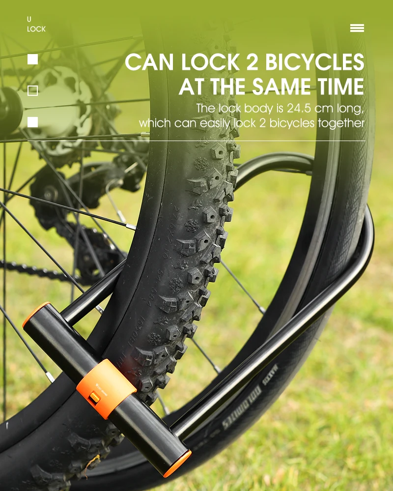 WEST BIKING Carbon Steel Bike U Lock Anti-Theft Secure MTB Road Bicycle Lock Motorcycle Scooter Cycling Accessories