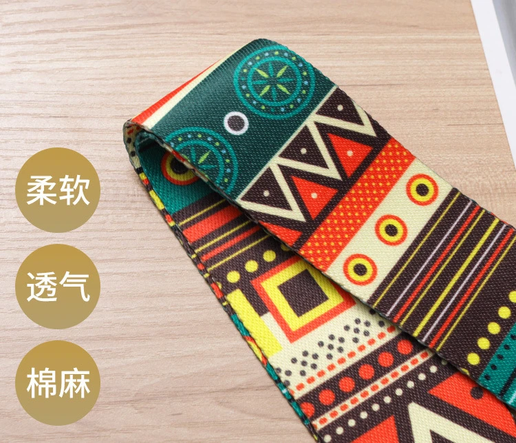 1pc Ukulele Extra Wide Acoustic Guitar Strap Leather Belt Adjustable Shoulder Strap Artistic Print for Wood Guitar Electric Bass