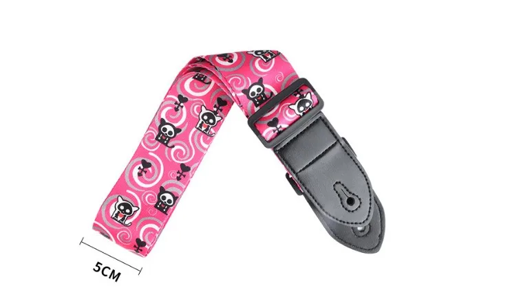 1pc Ukulele Extra Wide Acoustic Guitar Strap Leather Belt Adjustable Shoulder Strap Artistic Print for Wood Guitar Electric Bass