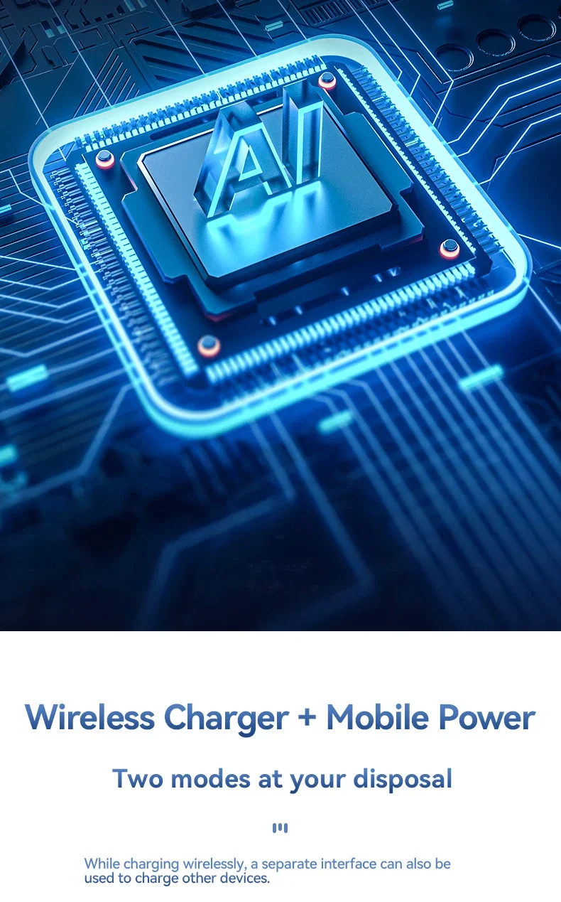 Ultra-thin Magnetic Wireless Power Bank Fast Charging External Spare Battery 5000mAh USB C PD20W 10000mAh for iPhone 15 Samsung