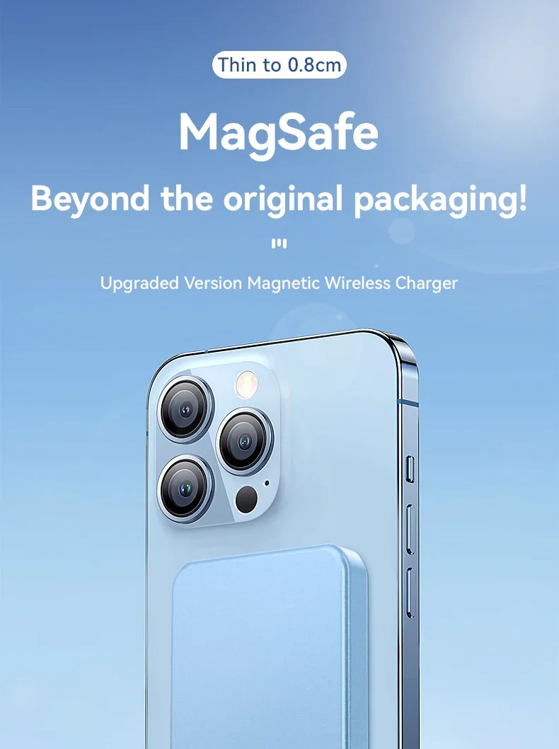Ultra-thin Magnetic Wireless Power Bank Fast Charging External Spare Battery 5000mAh USB C PD20W 10000mAh for iPhone 15 Samsung