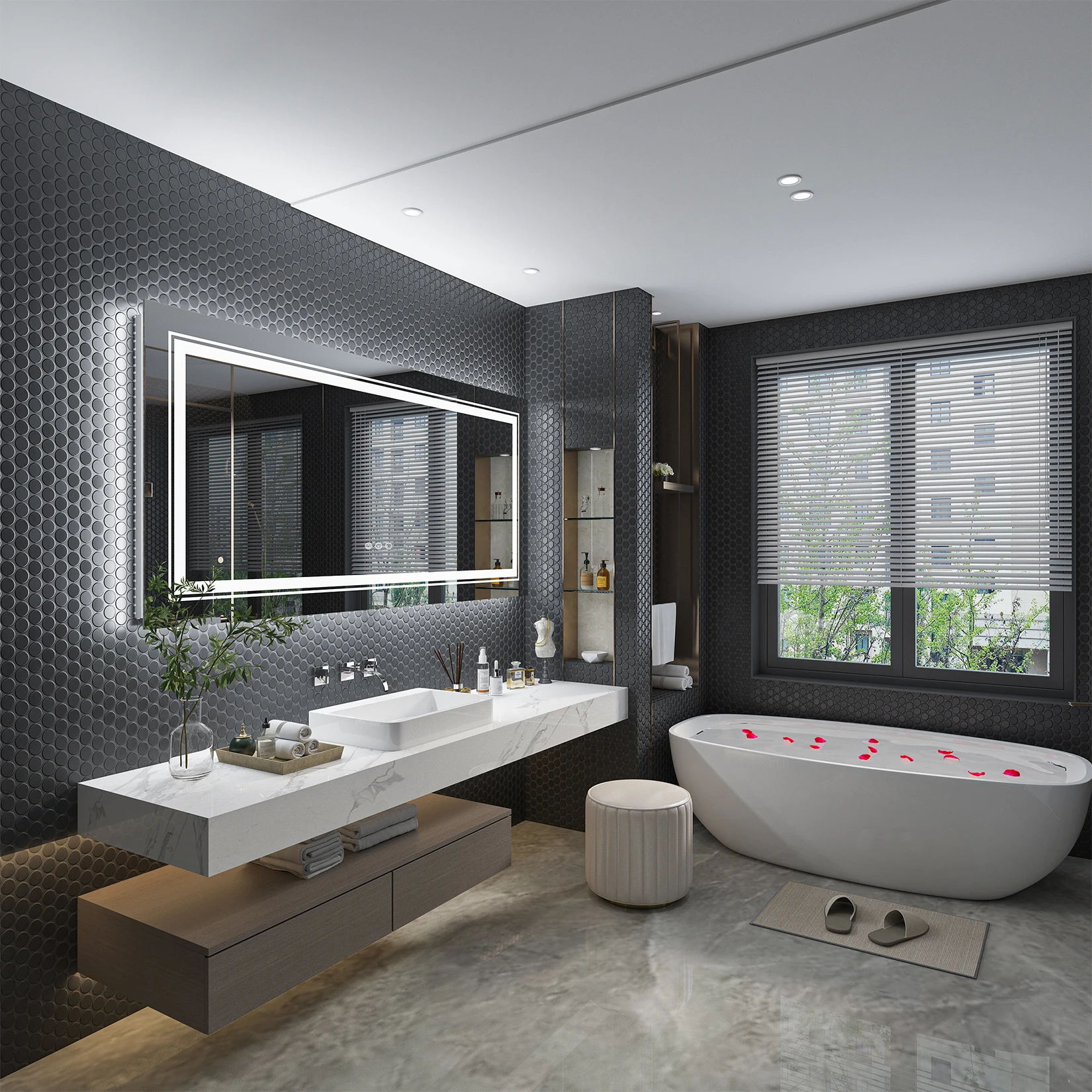 48"X24" LED Bathroom Mirror with Lights, Anti-Fog, Dimmable, Backlit + Front Lit, Lighted Bathroom Vanity Mirror Memory