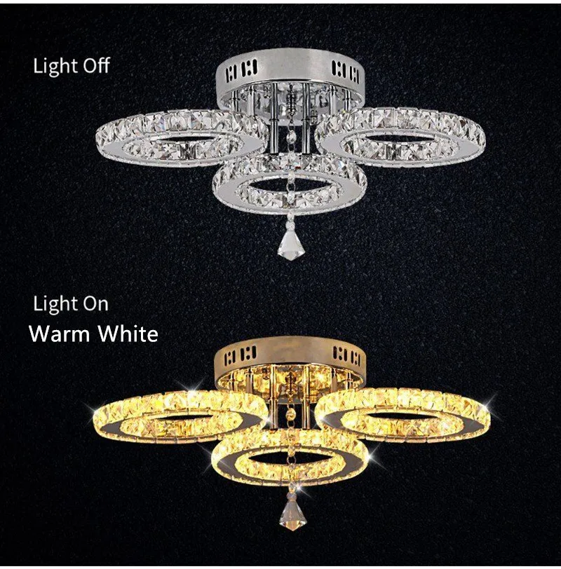 Modern Pendant Light Led Crystal Ring Ceiling Lamp Living Dining Room Chandelier Lustre Bedroom Luxury Home Decor Fixture Lumina