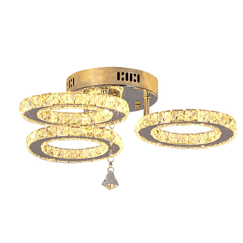 Modern Pendant Light Led Crystal Ring Ceiling Lamp Living Dining Room Chandelier Lustre Bedroom Luxury Home Decor Fixture Lumina