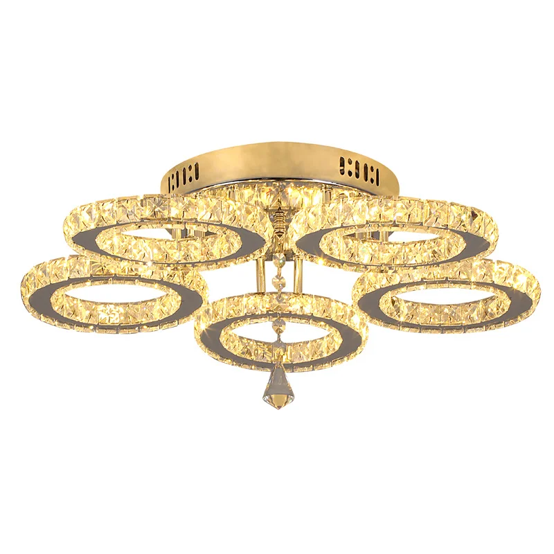 Modern Pendant Light Led Crystal Ring Ceiling Lamp Living Dining Room Chandelier Lustre Bedroom Luxury Home Decor Fixture Lumina