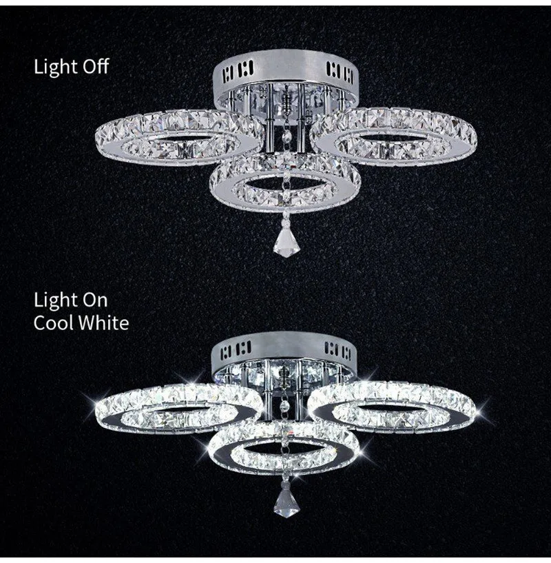 Modern Pendant Light Led Crystal Ring Ceiling Lamp Living Dining Room Chandelier Lustre Bedroom Luxury Home Decor Fixture Lumina