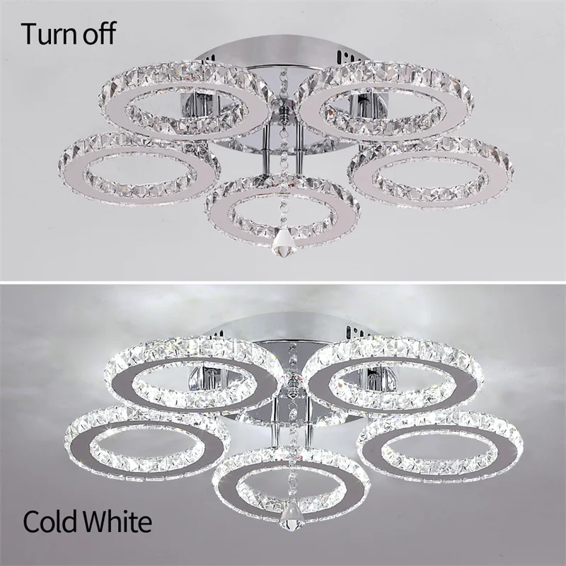 Modern Pendant Light Led Crystal Ring Ceiling Lamp Living Dining Room Chandelier Lustre Bedroom Luxury Home Decor Fixture Lumina