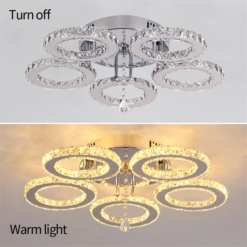 Modern Pendant Light Led Crystal Ring Ceiling Lamp Living Dining Room Chandelier Lustre Bedroom Luxury Home Decor Fixture Lumina