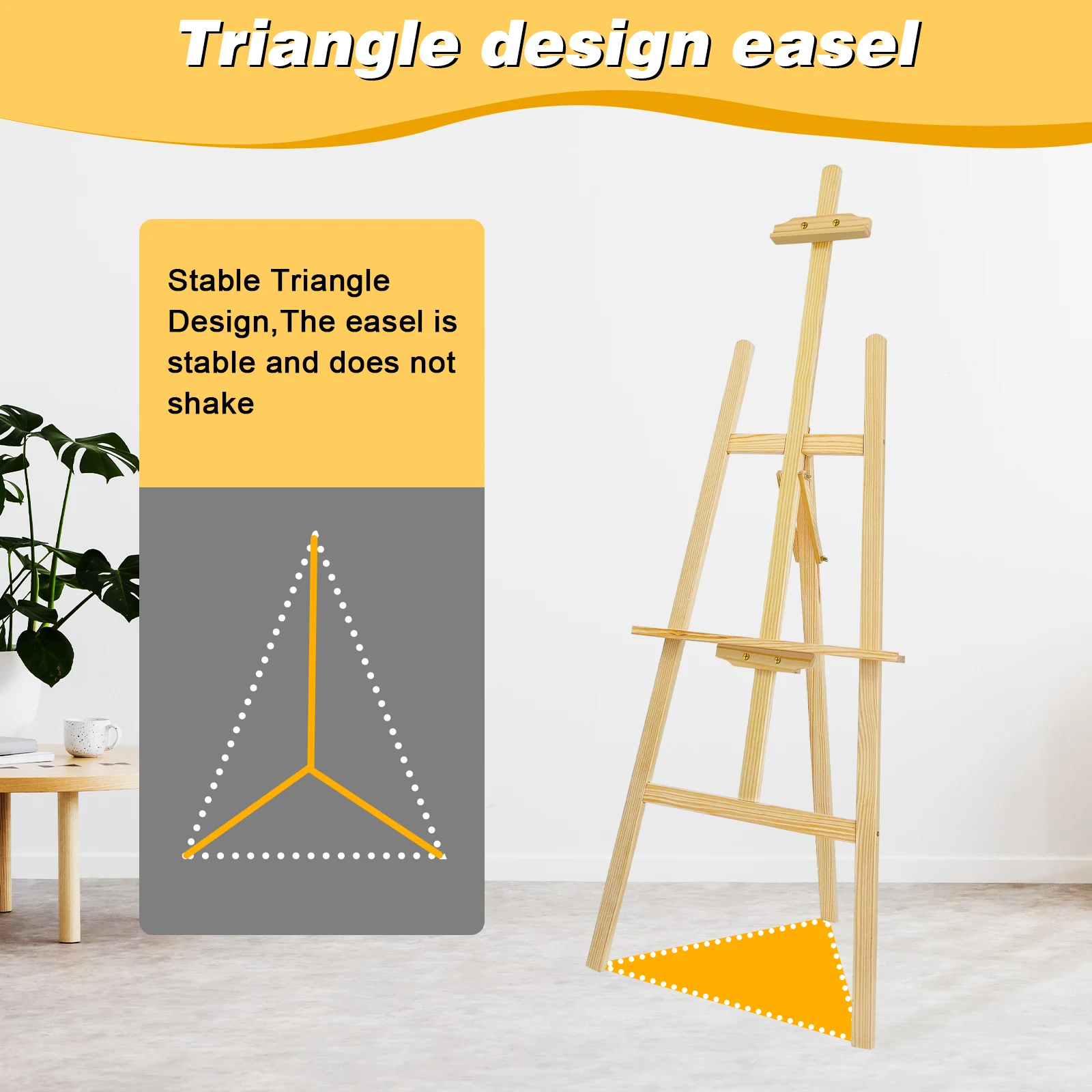 1.5M Wooden Artist Easel|Adjustable A-Frame Display|Folding Pine Wood Stand|for Wedding/Studio/Exhibition (Easy Assembly)