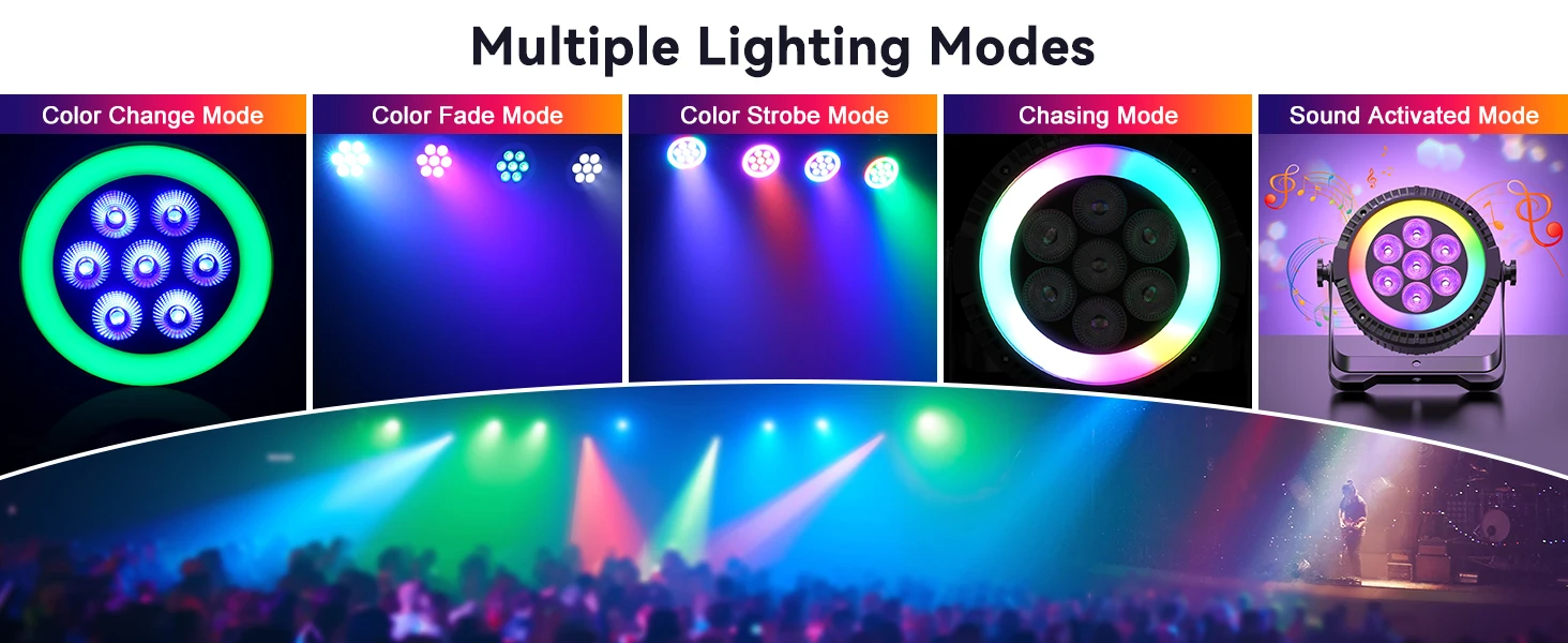 Datewink 7LEDs RGBW Par Light With Strip Stage Lighting Effect DMX Remote Control DJ Lights For Disco Dance Party Bar Wedding