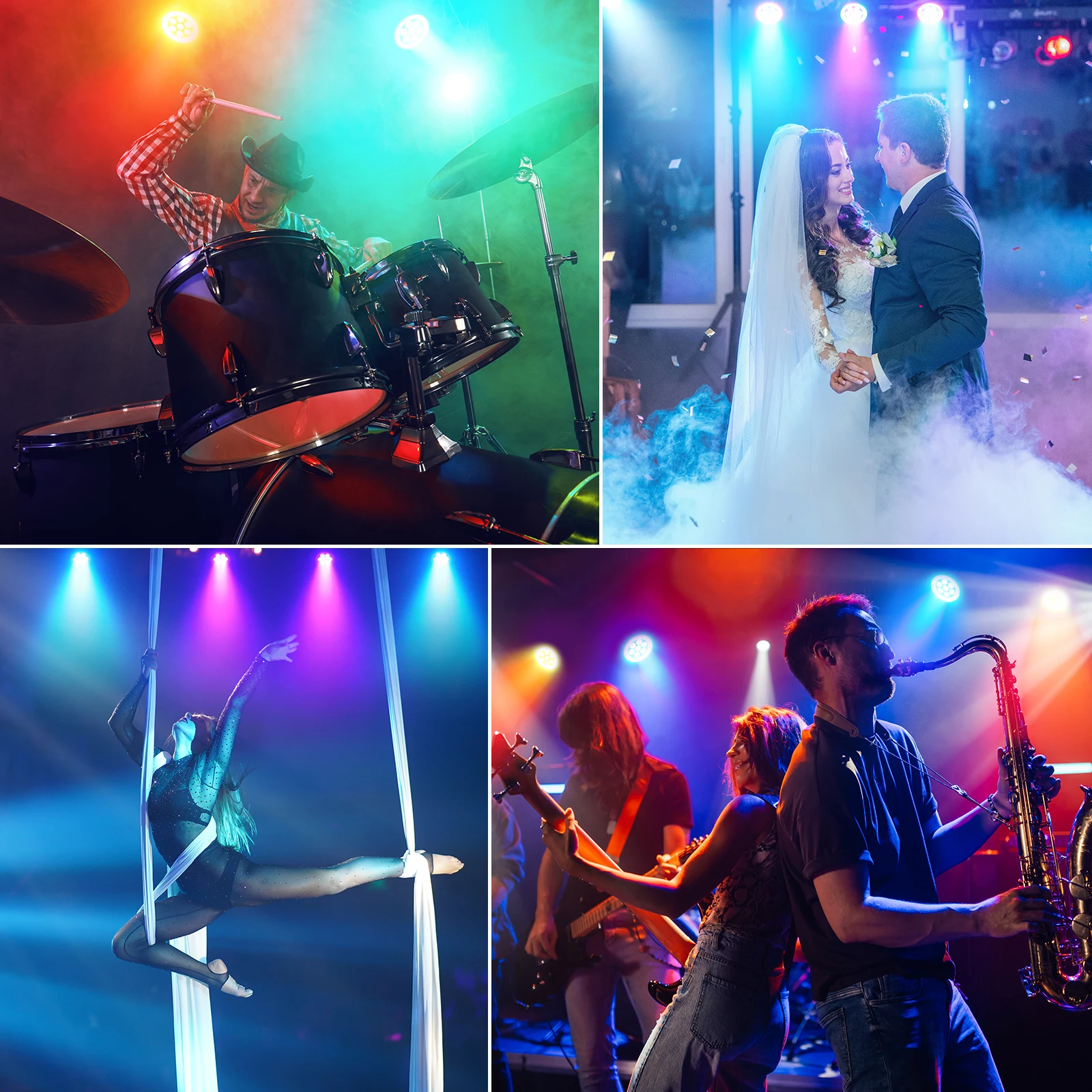 Datewink 7LEDs RGBW Par Light With Strip Stage Lighting Effect DMX Remote Control DJ Lights For Disco Dance Party Bar Wedding