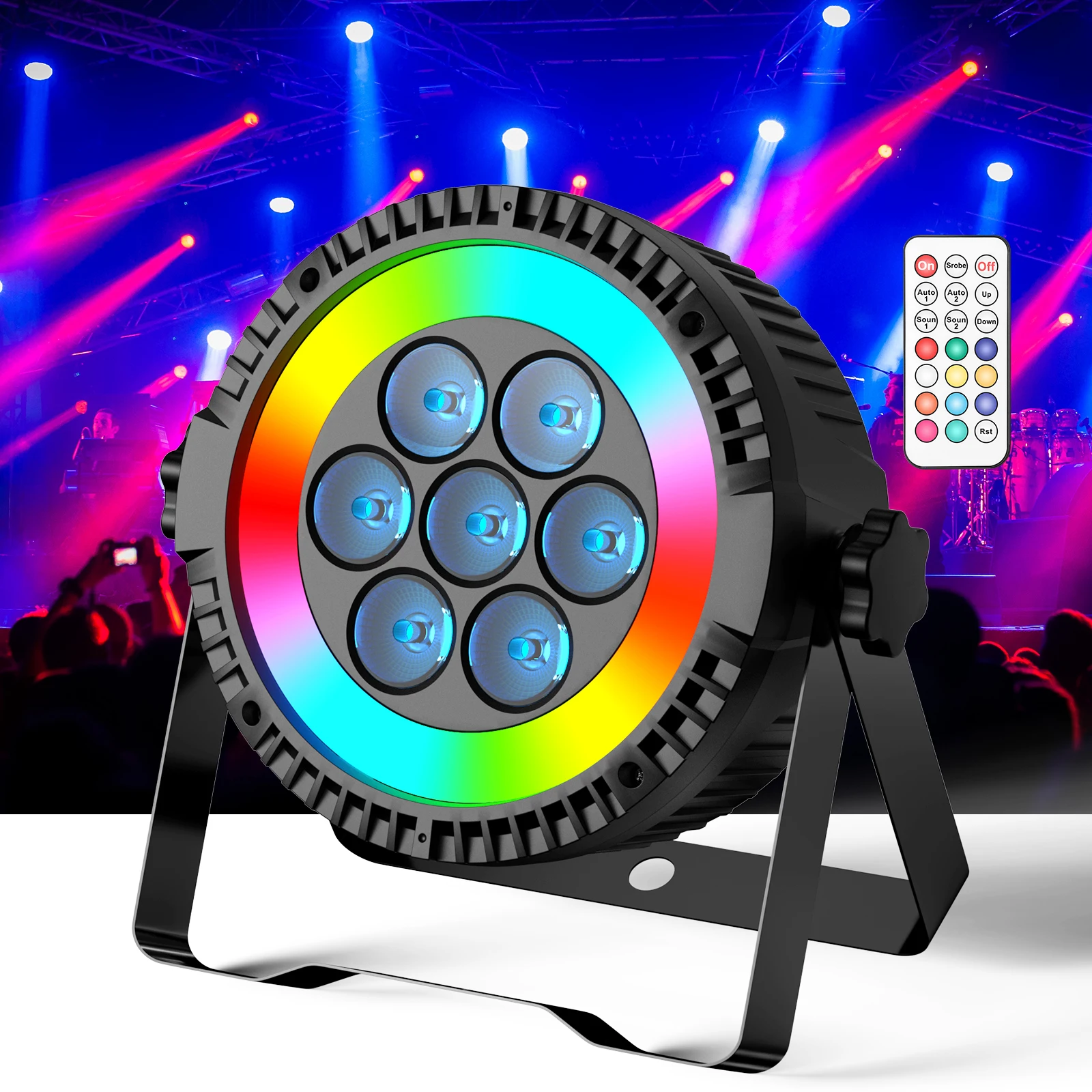 Datewink 7LEDs RGBW Par Light With Strip Stage Lighting Effect DMX Remote Control DJ Lights For Disco Dance Party Bar Wedding