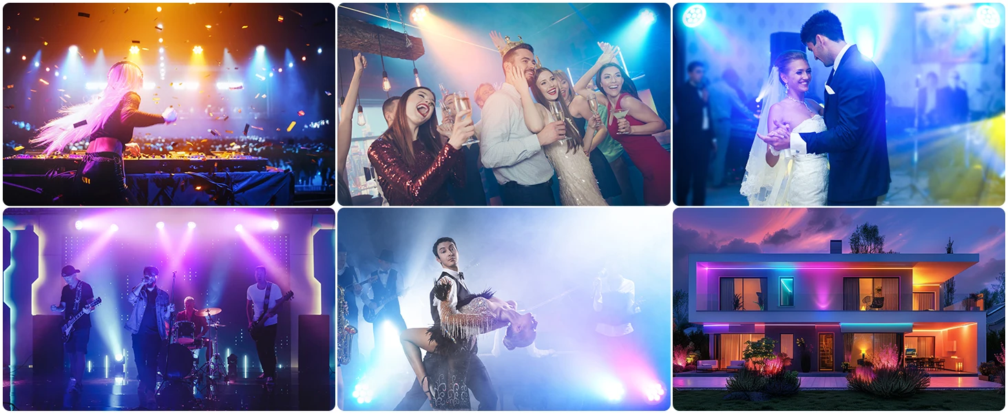 Datewink 7LEDs RGBW Par Light With Strip Stage Lighting Effect DMX Remote Control DJ Lights For Disco Dance Party Bar Wedding