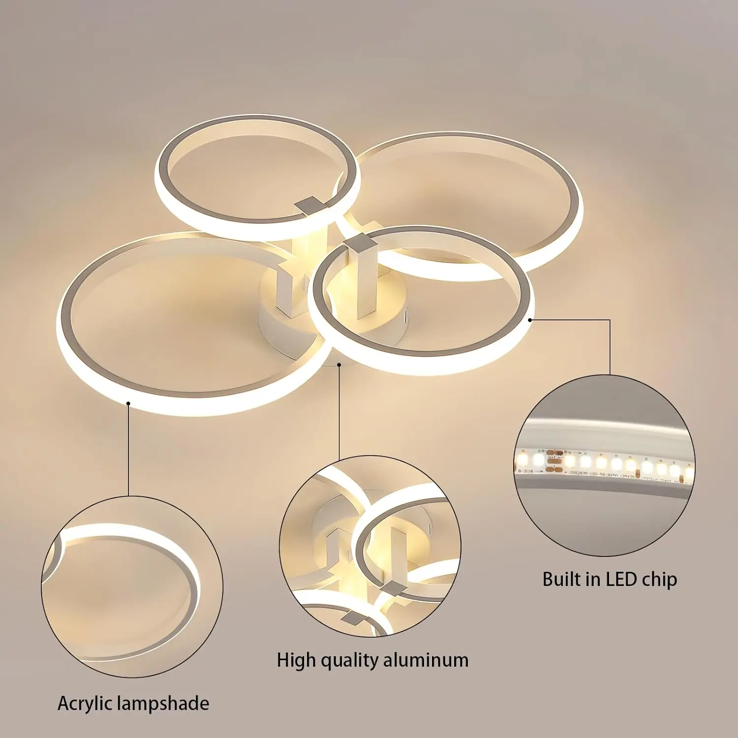 Dimmable Ceiling Lamp,Modern Round Ceiling LED Ceiling Light with Remote Control for Living Room,White 3000K-6500K