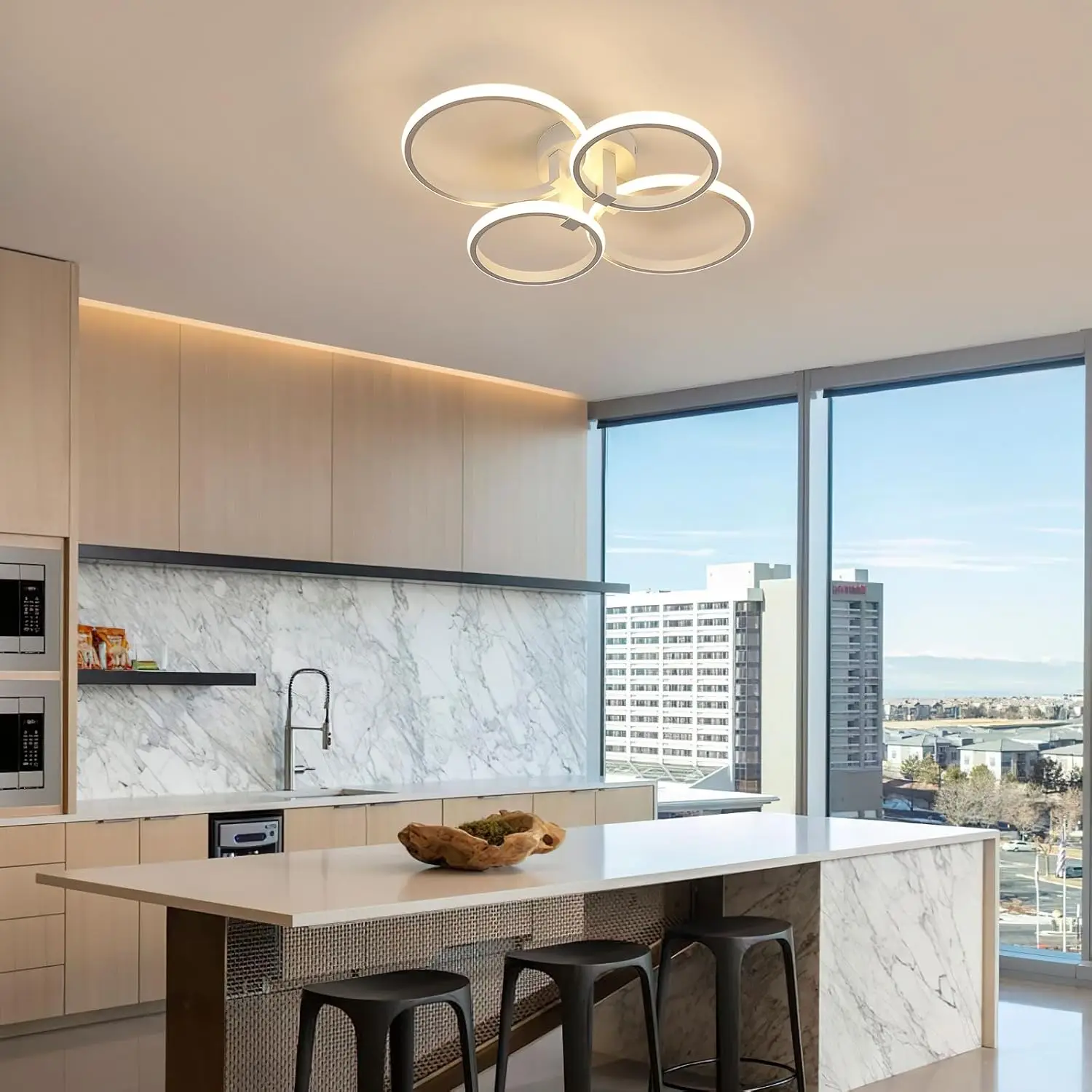Dimmable Ceiling Lamp,Modern Round Ceiling LED Ceiling Light with Remote Control for Living Room,White 3000K-6500K