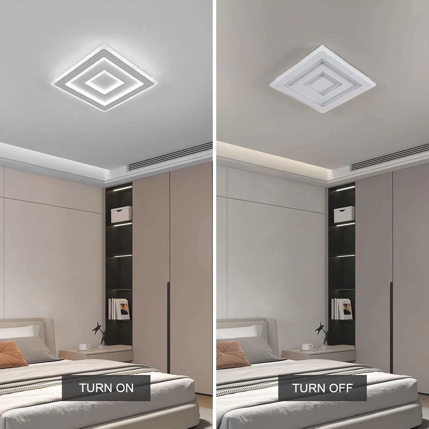 Modern Square LED Ceiling Light,28W Acrylic Lamp,White Chandelier for Bedroom, Living Room Warm Light 3000K