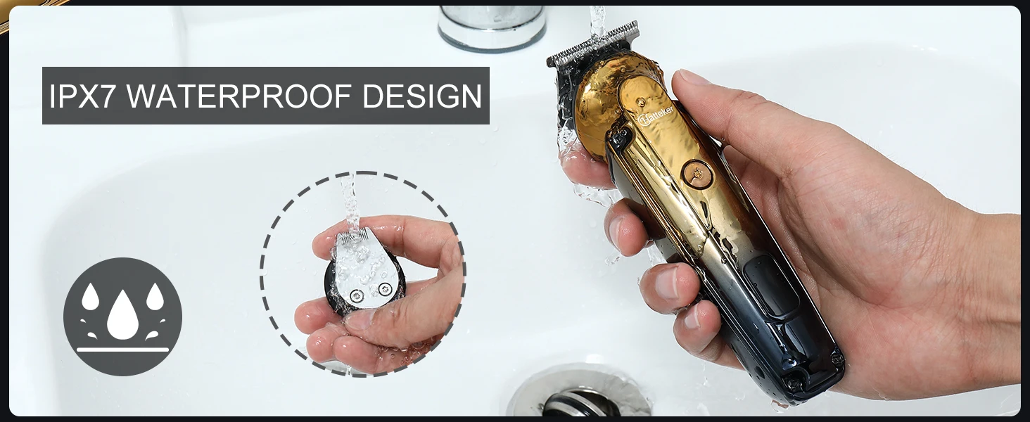 Hatteker 6-in-1 High Quality USB Chargeable Barber Waterproof Cordless Hair Trimmer Electric Cordless Professional Hair Clippers