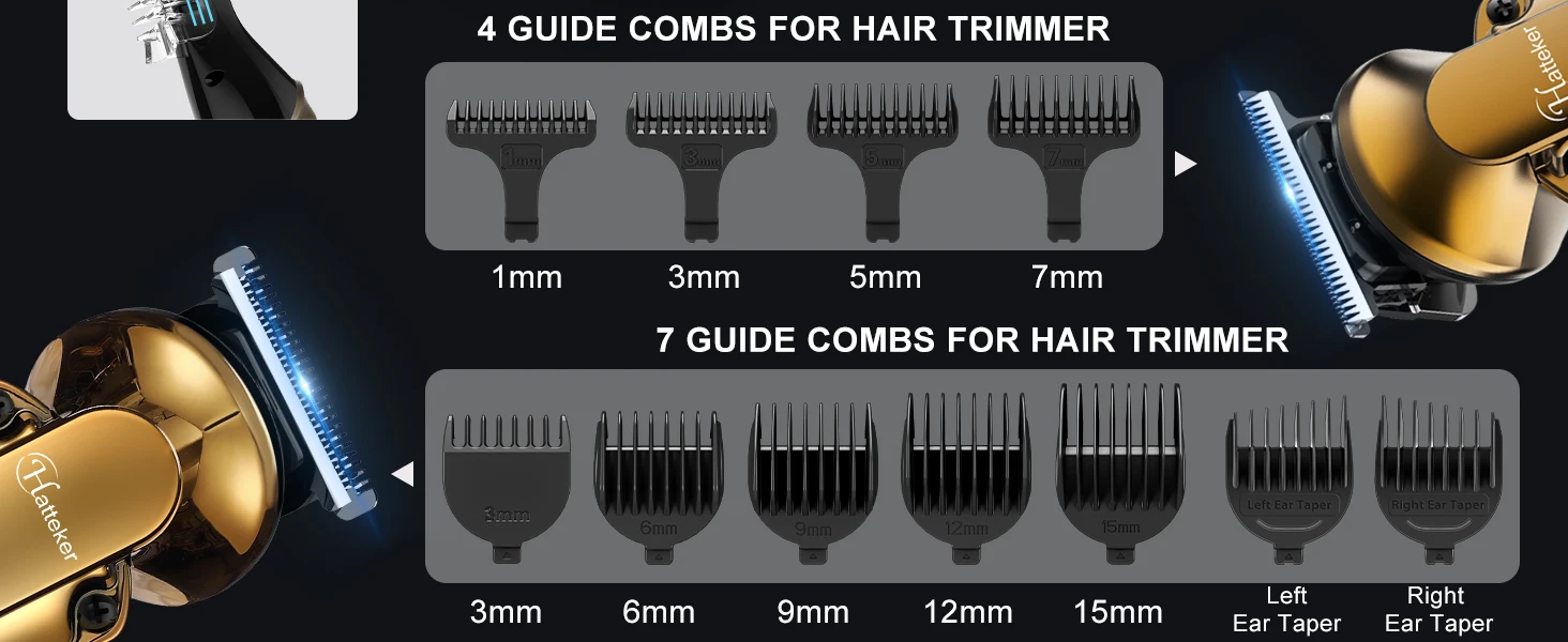 Hatteker 6-in-1 High Quality USB Chargeable Barber Waterproof Cordless Hair Trimmer Electric Cordless Professional Hair Clippers