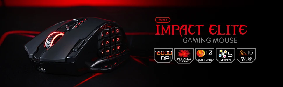 Redragon M913 Gaming 16000 DPI Wired 2.4Ghz Wireless RGB Optical Gamer Mice 16 Programmable Buttons, Black/White Mouse