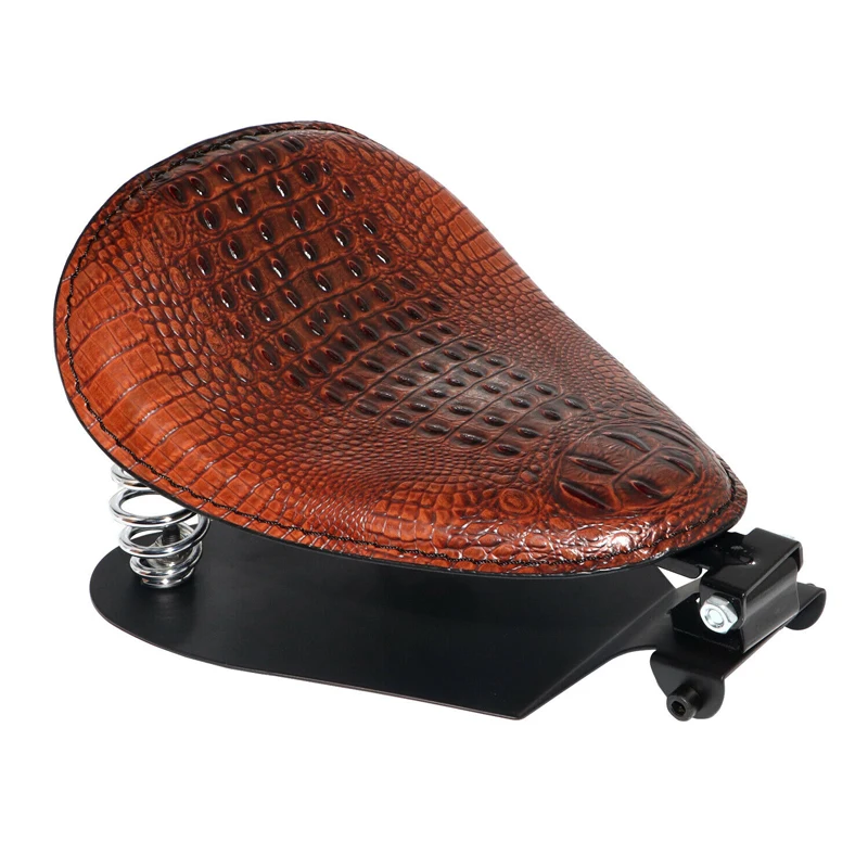 Motorcycle Retro Brown/Black Alligator Pattern Solo Seat For Honda Shadow 700 Magna For Harley Sportster Bobber Chopper Rocker