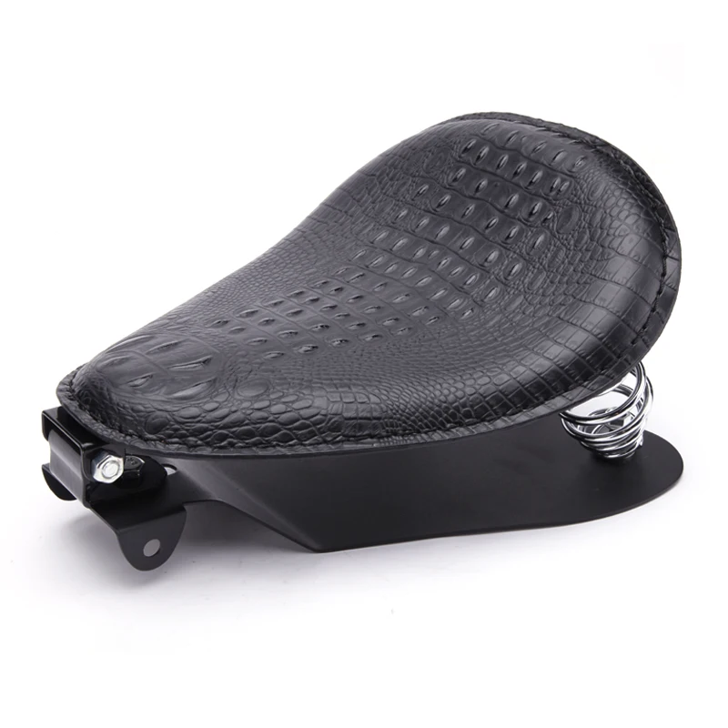 Motorcycle Retro Brown/Black Alligator Pattern Solo Seat For Honda Shadow 700 Magna For Harley Sportster Bobber Chopper Rocker