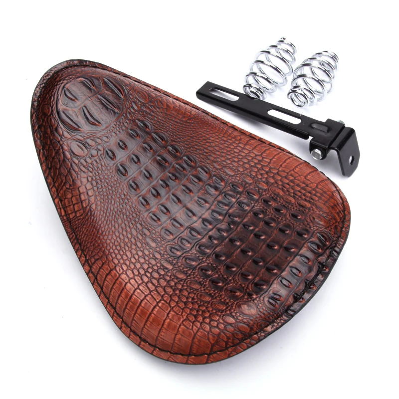 Motorcycle Retro Brown/Black Alligator Pattern Solo Seat For Honda Shadow 700 Magna For Harley Sportster Bobber Chopper Rocker