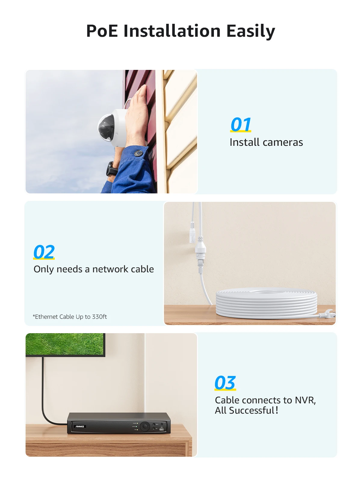 ANNKE 4K 8CH POE Network Video Surveillance System NVR Recorder With 8PCS 4PCS 8MP Audio Recording Security Ip Camera