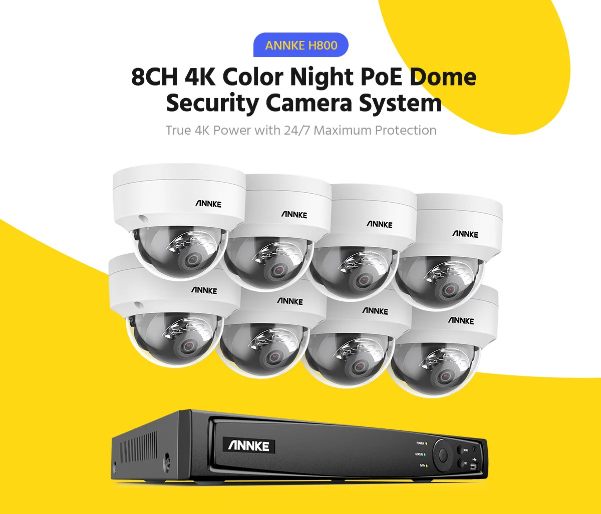 ANNKE 4K 8CH POE Network Video Surveillance System NVR Recorder With 8PCS 4PCS 8MP Audio Recording Security Ip Camera