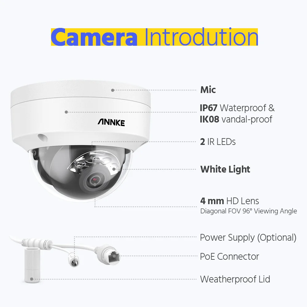 ANNKE 4K 8CH POE Network Video Surveillance System NVR Recorder With 8PCS 4PCS 8MP Audio Recording Security Ip Camera