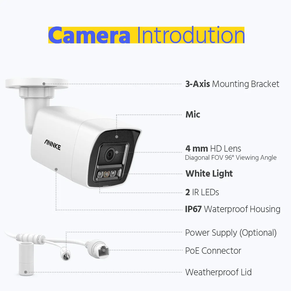 ANNKE 4K POE Video Surveillance System 8CH NVR With 8MP 12MP Security Cameras CCTV Kit Audio Recording IP Camera Two-way Audio
