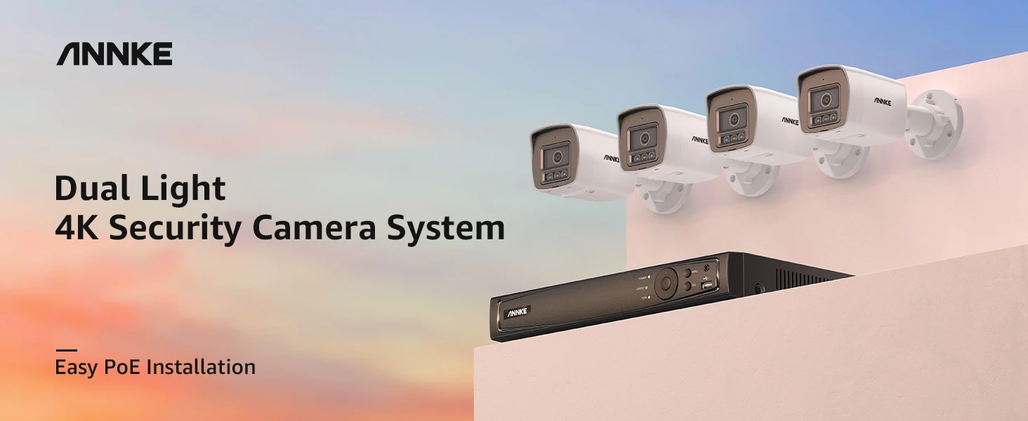 ANNKE 4K POE Video Surveillance System 8CH NVR With 8MP 12MP Security Cameras CCTV Kit Audio Recording IP Camera Two-way Audio