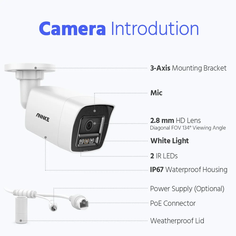 ANNKE 4K POE Video Surveillance System 8CH NVR With 8MP 12MP Security Cameras CCTV Kit Audio Recording IP Camera Two-way Audio