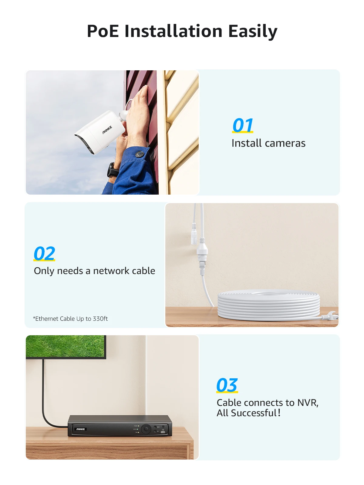 ANNKE 4K POE Video Surveillance System 8CH NVR With 8MP 12MP Security Cameras CCTV Kit Audio Recording IP Camera Two-way Audio