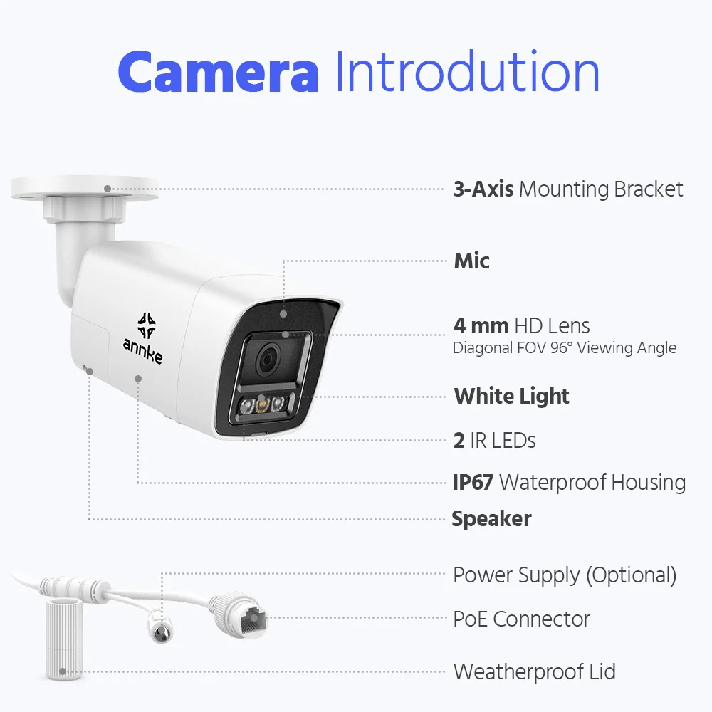 ANNKE 4K POE Video Surveillance System 8CH NVR With 8MP 12MP Security Cameras CCTV Kit Audio Recording IP Camera Two-way Audio