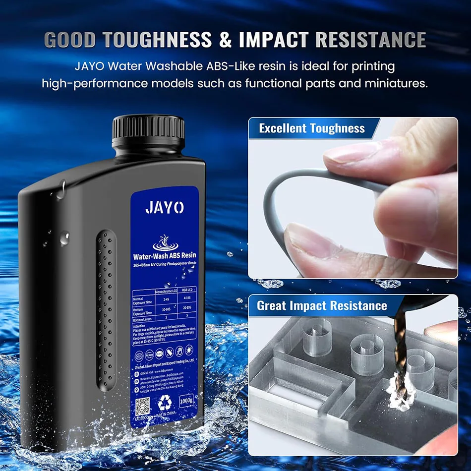JAYO Water Washable Standard/ ABS Like Resin 3D Printer Resin 405nm UV Standard Rapid Photopolymer Resin For LCD/DLP/SLA 5Bottle