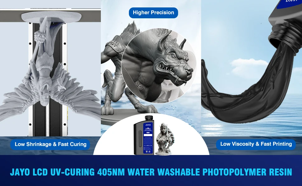 JAYO Water Washable Standard/ ABS Like Resin 3D Printer Resin 405nm UV Standard Rapid Photopolymer Resin For LCD/DLP/SLA 5Bottle